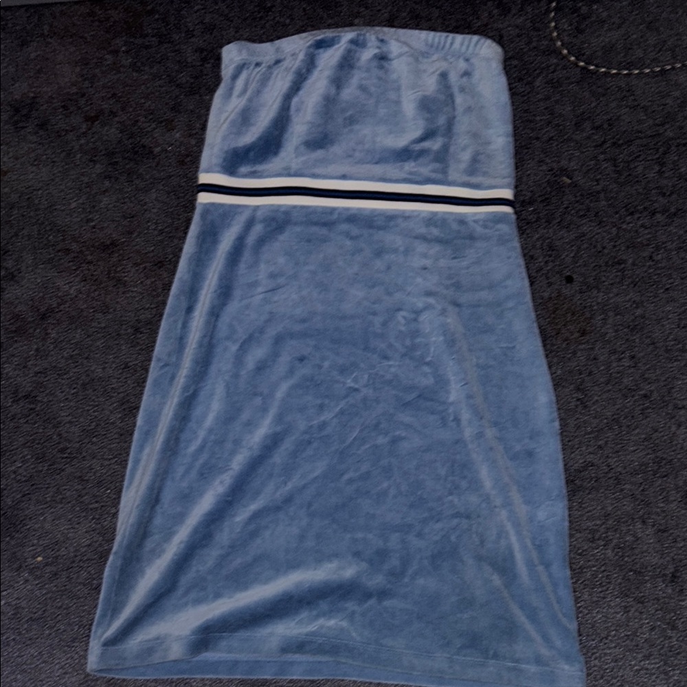 Vintage Midi Strapless Blue Dress
